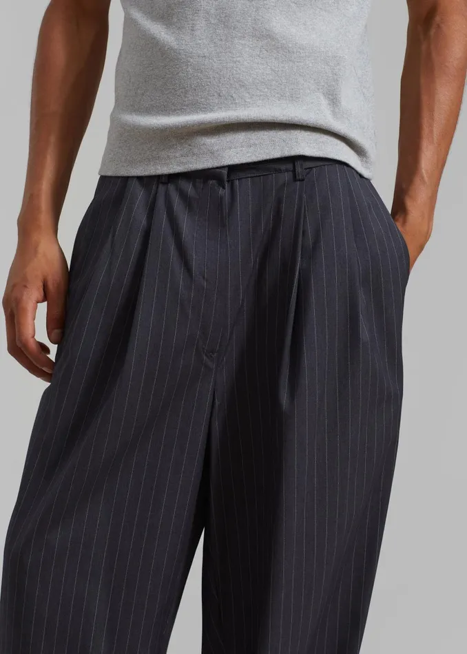Men Peyton Pleated Pants 8211 Grey Pinstripe The Frankie Shop Bottoms