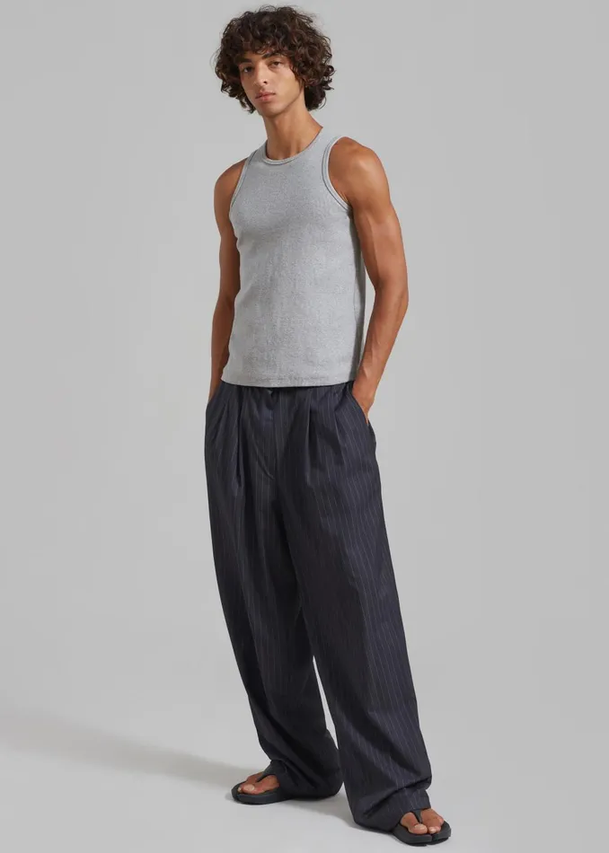 Men Peyton Pleated Pants 8211 Grey Pinstripe The Frankie Shop Bottoms