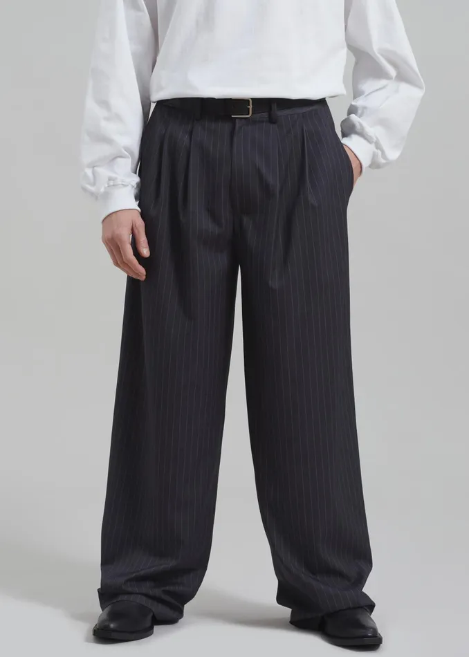 Men Peyton Pleated Pants 8211 Grey Pinstripe The Frankie Shop Bottoms
