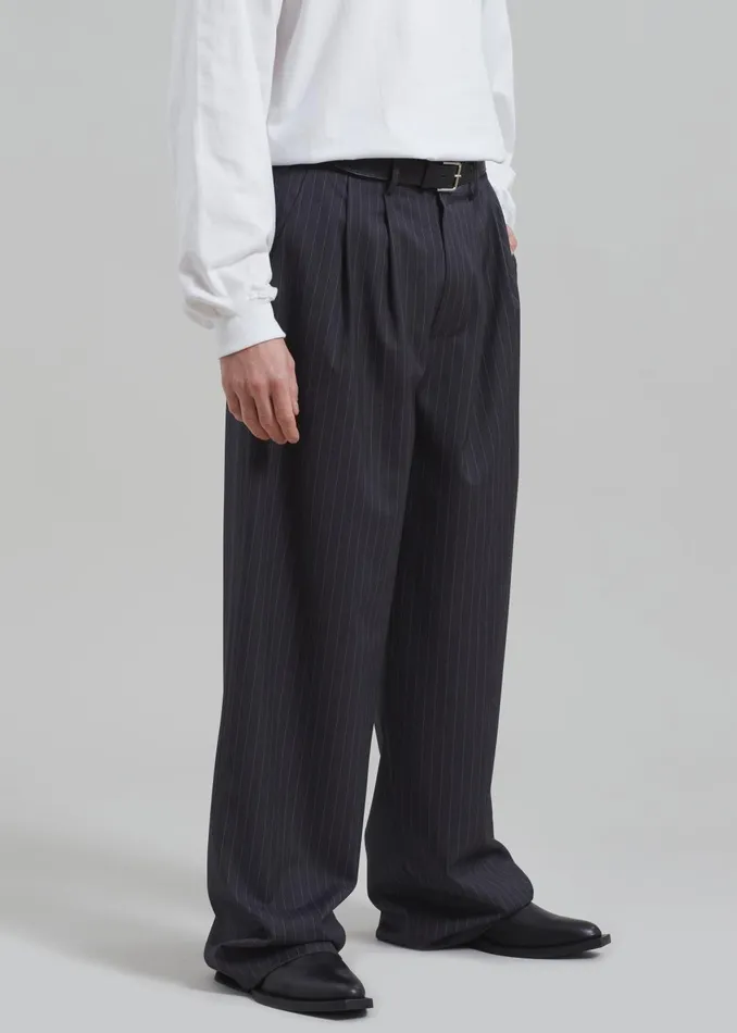 Men Peyton Pleated Pants 8211 Grey Pinstripe The Frankie Shop Bottoms