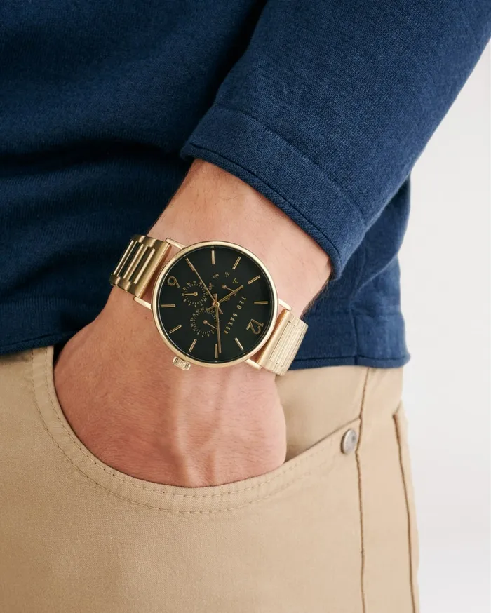 Men PHYLIPY 8211 Phylipa Gents Multifunction Bracelet Watch Gold Colour Ted Baker Watches and Jewellery
