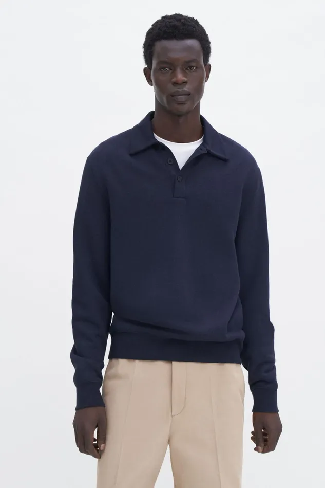 Men Polo Sweatshirt Navy Filippa K TShirts