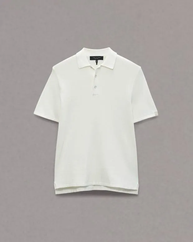 Men Polos Rag and Bone Harvey Knit Polo Ivory