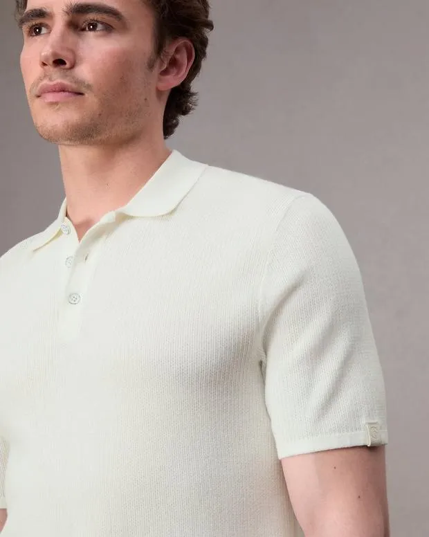 Men Polos Rag and Bone Harvey Knit Polo Ivory