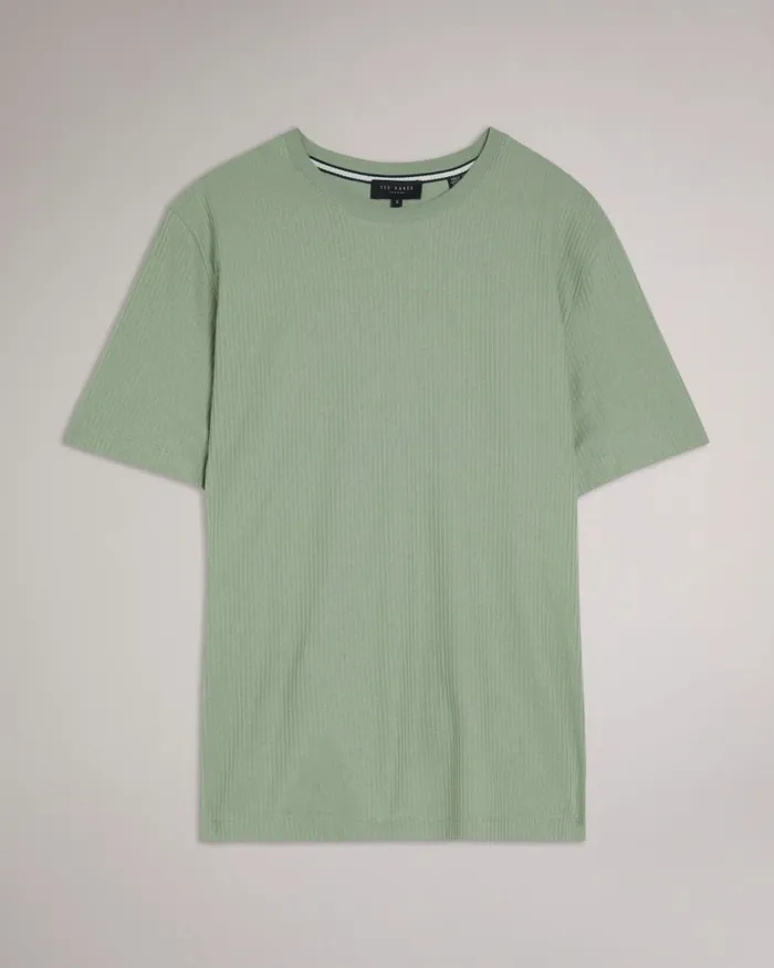 Men RAKES 8211 Textured Regular Fit TShirt Pale Green Ted Baker Tops