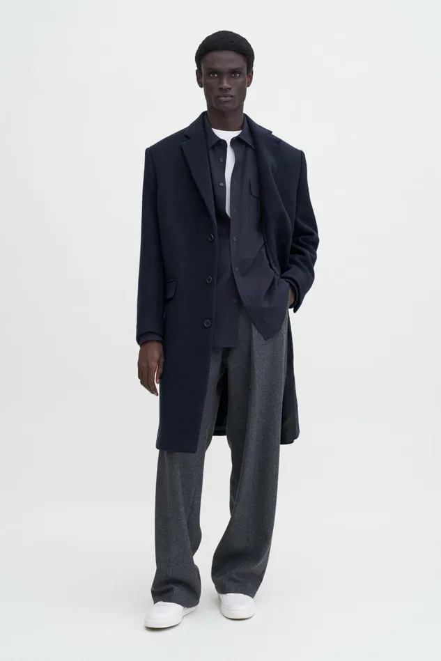 Men Relaxed Wool Coat Navy Filippa K Outerwear