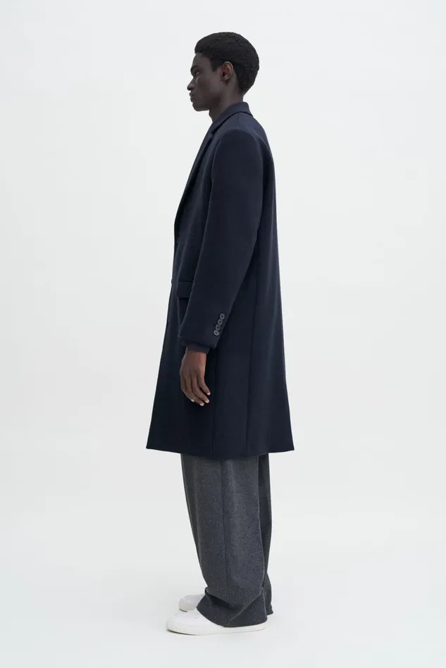 Men Relaxed Wool Coat Navy Filippa K Outerwear