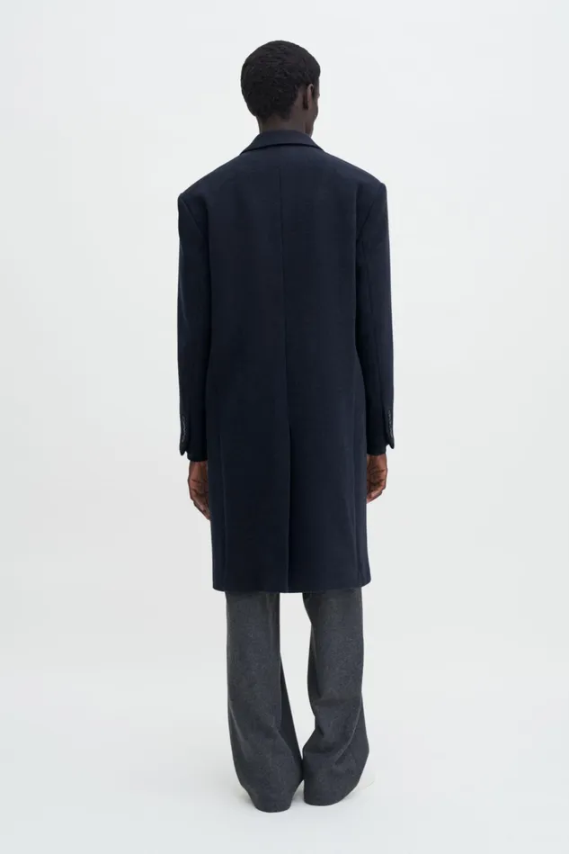 Men Relaxed Wool Coat Navy Filippa K Outerwear