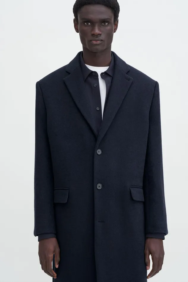 Men Relaxed Wool Coat Navy Filippa K Outerwear