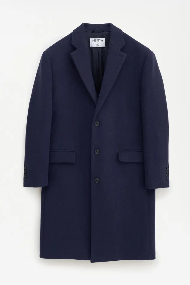 Men Relaxed Wool Coat Navy Filippa K Outerwear