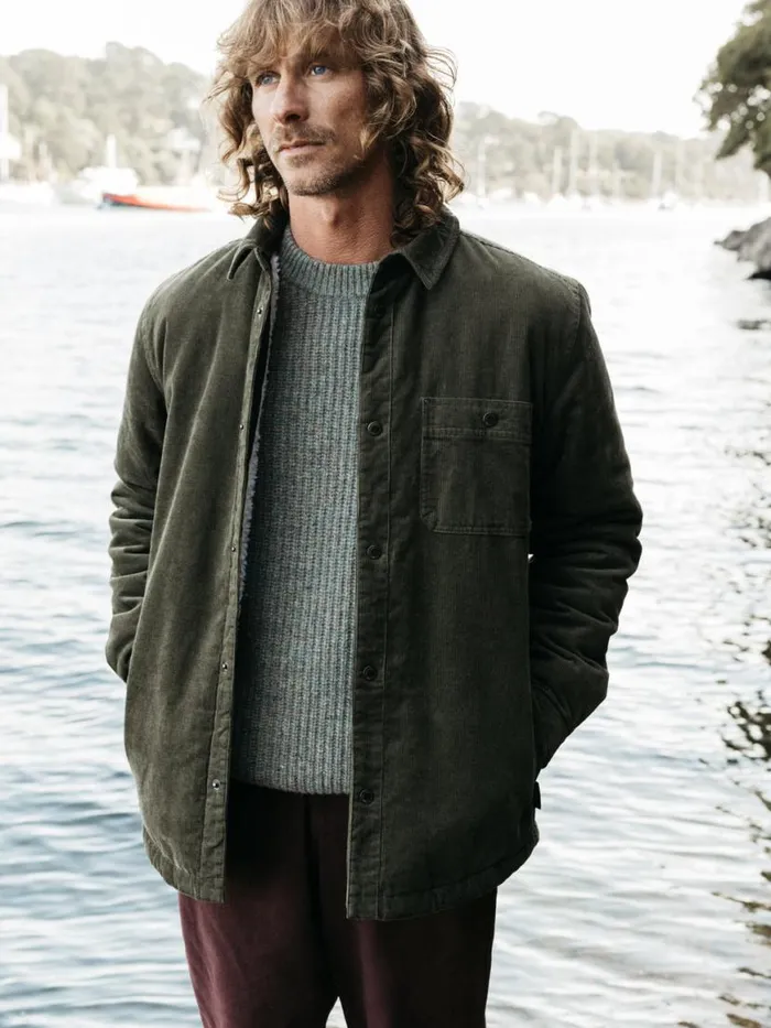 Men Rigger Fleece Lined Jacket Olive Finisterre Jackets Coats and Gilets