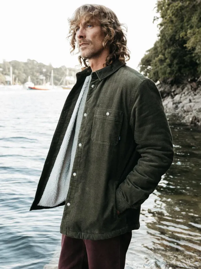 Men Rigger Fleece Lined Jacket Olive Finisterre Jackets Coats and Gilets