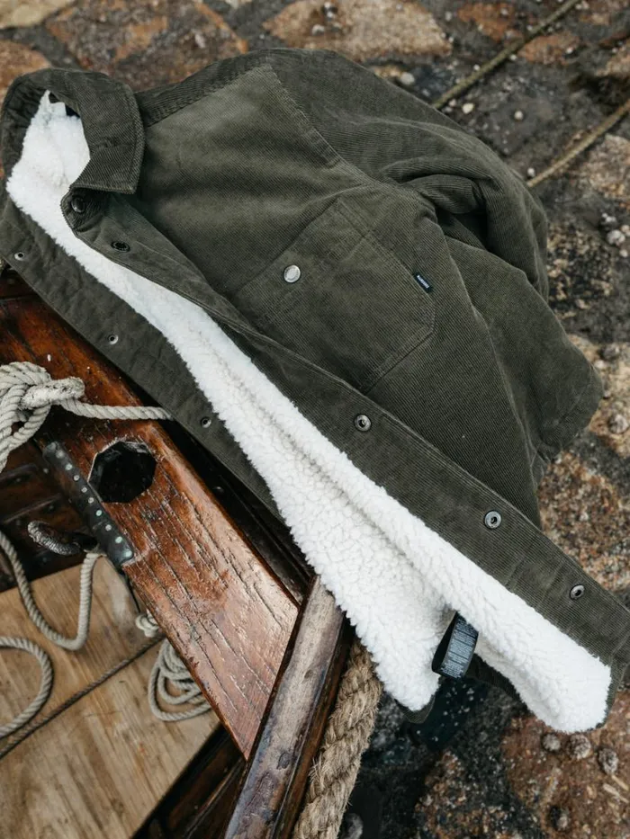 Men Rigger Fleece Lined Jacket Olive Finisterre Jackets Coats and Gilets