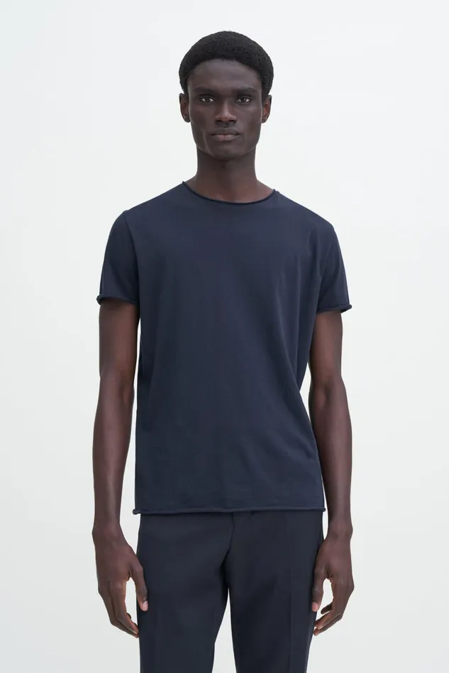 Men Roll Neck Tee Navy Filippa K TShirts