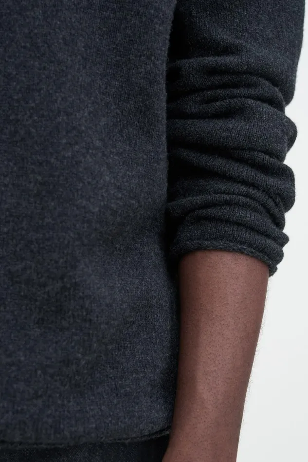 Men Rolled Hem Sweater Anthracite Melange Filippa K Knitwear