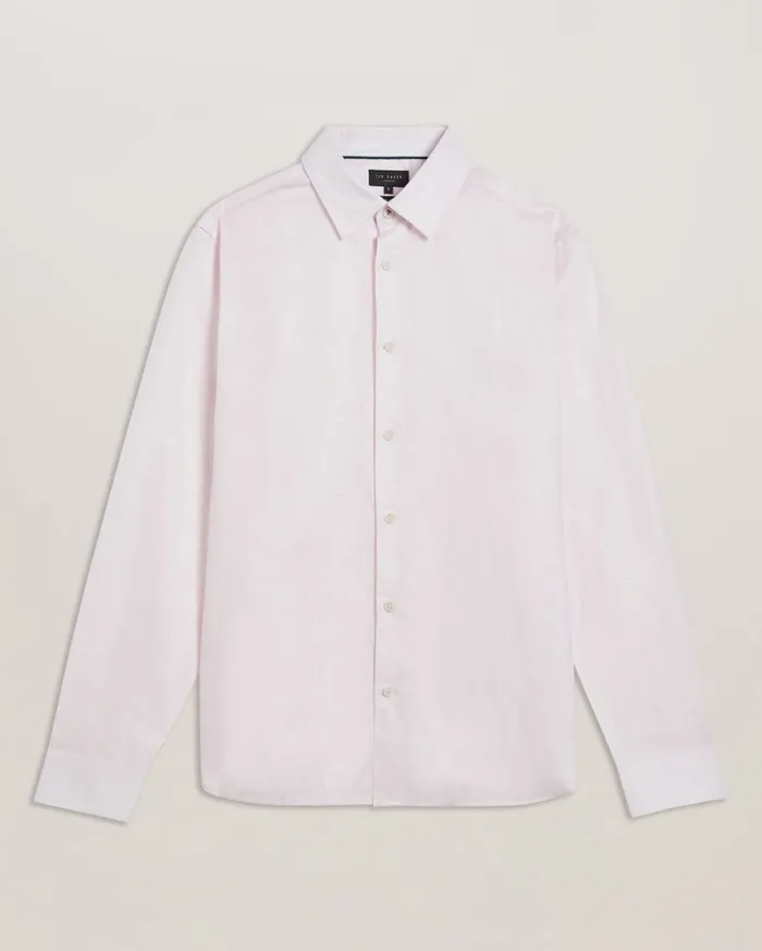 Men ROMEOS 8211 Long Sleeve Linen Cotton Shirt Medium Pink Ted Baker Shirts