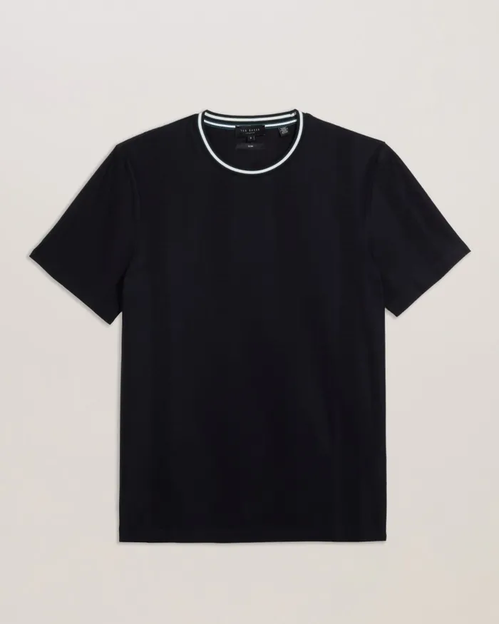 Men ROUSEL 8211 Slim Fit Jacquard Striped TShirt Navy Ted Baker Tops