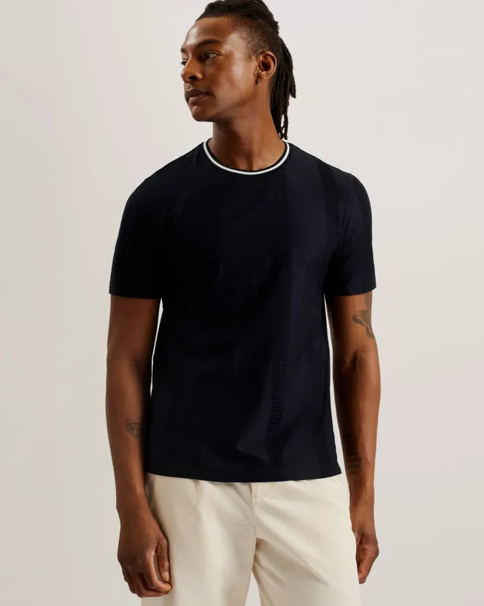 Men ROUSEL 8211 Slim Fit Jacquard Striped TShirt Navy Ted Baker Tops Men ROUSEL 8211 Slim Fit Jacquard Striped TShirt Navy Ted Baker Tops