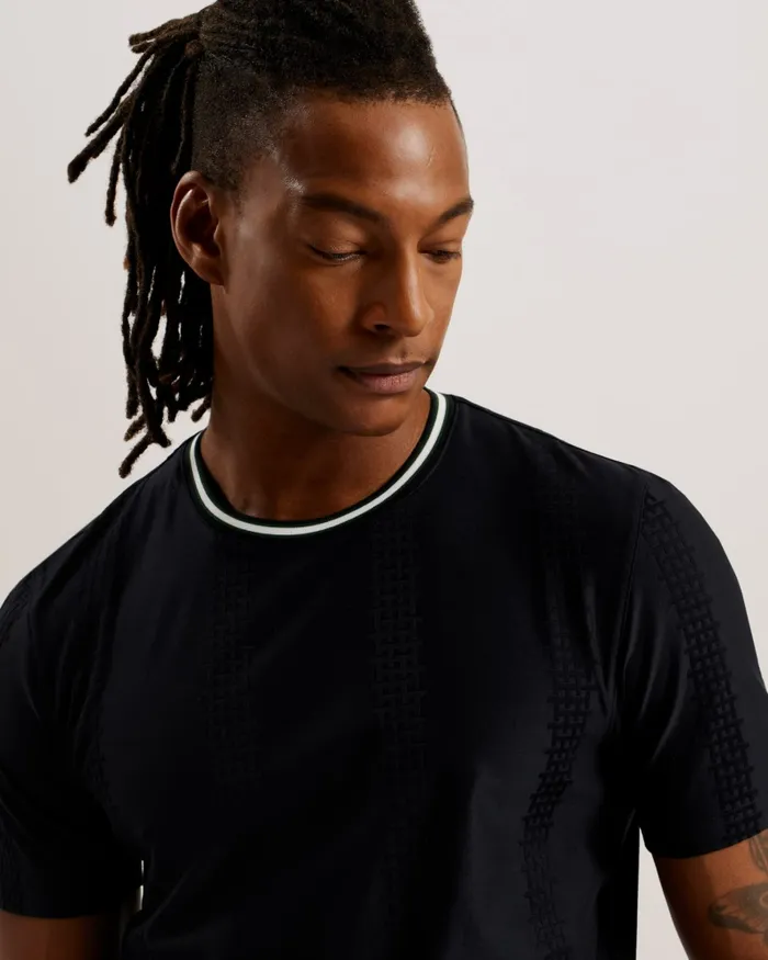 Men ROUSEL 8211 Slim Fit Jacquard Striped TShirt Navy Ted Baker Tops Men ROUSEL 8211 Slim Fit Jacquard Striped TShirt Navy Ted Baker Tops