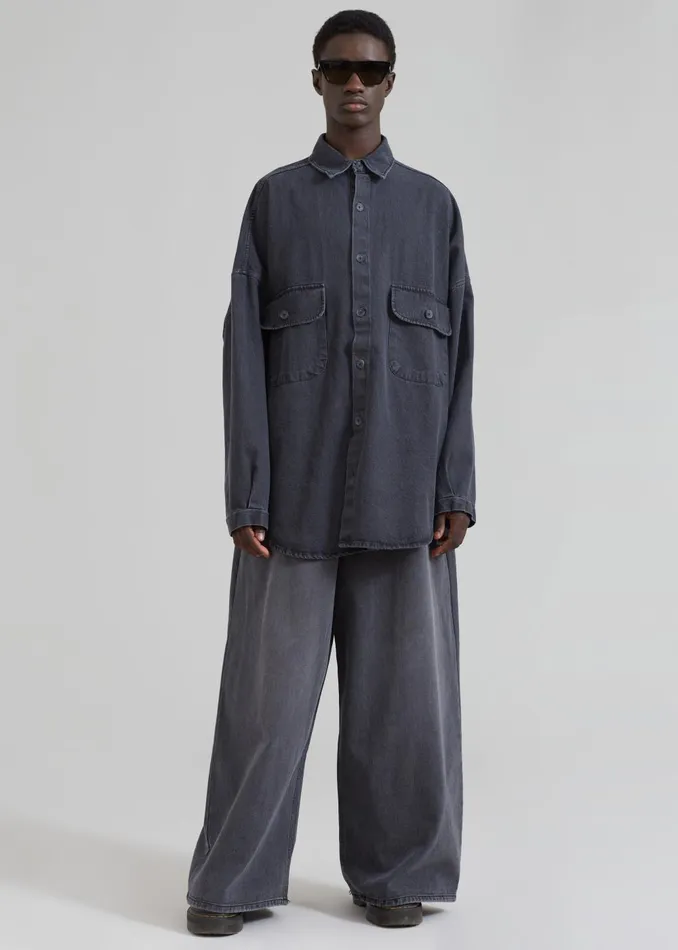 Men Sasha Men Wide Leg Jeans 8211 Dark Grey The Frankie Shop Bottoms