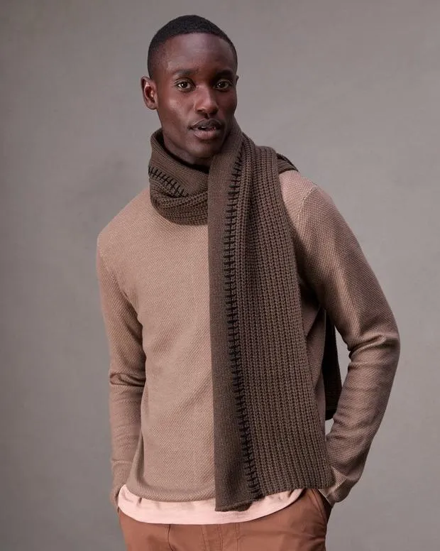 Men Scarves Rag and Bone Clarkson Wool Scarf Slate Brown