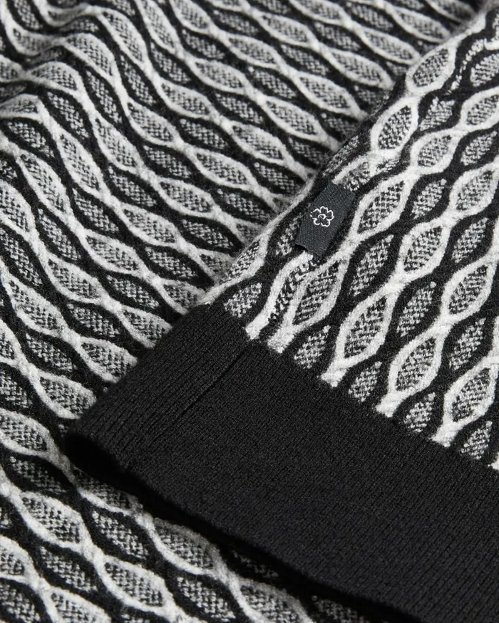 Men SCHIE 8211 Long Sleeve Jacquard Jumper Black Ted Baker Jumpers and Knitwear Men SCHIE 8211 Long Sleeve Jacquard Jumper Black Ted Baker Jumpers and Knitwear