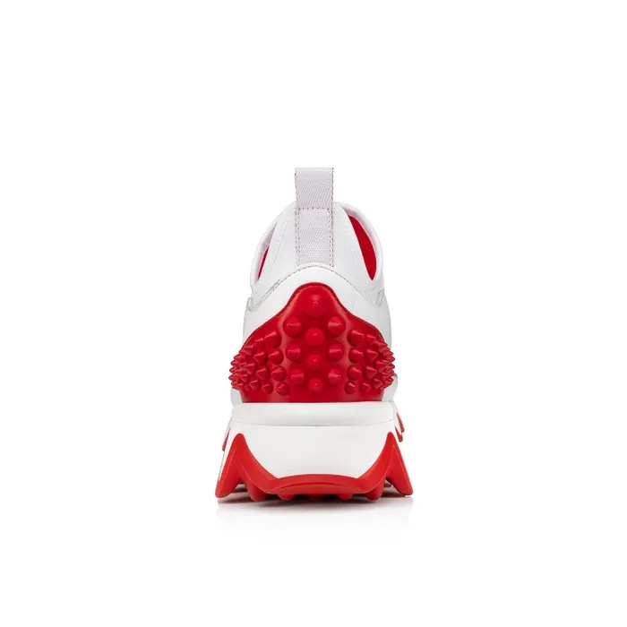 Men Sharkyloub SP Spikes Sneakers 8211 Calf Leather Neoprene And Spikes 8211 White Christian Louboutin Sneakers