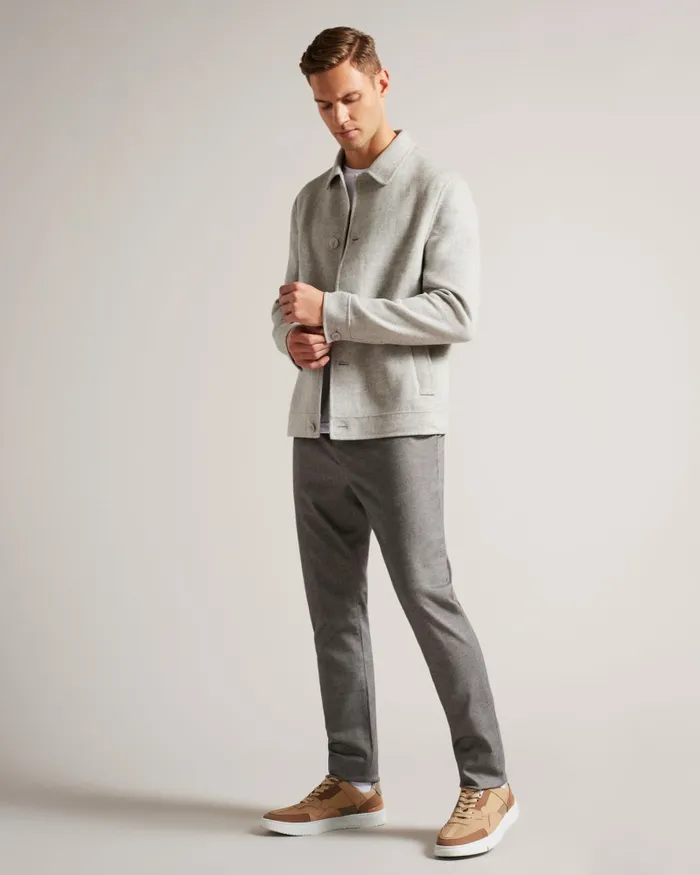 Men SHARPOW 8211 Wool Blend Collared Jacket Greymarl Ted Baker Coats and Jackets