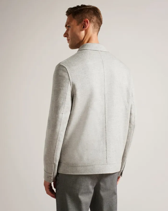 Men SHARPOW 8211 Wool Blend Collared Jacket Greymarl Ted Baker Coats and Jackets