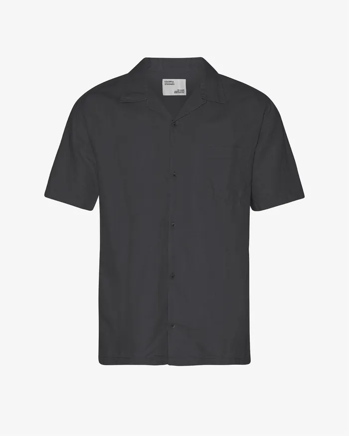 Men Shirts Colorfulstandard Linen Short Sleeved Shirt 8211 Lava Grey