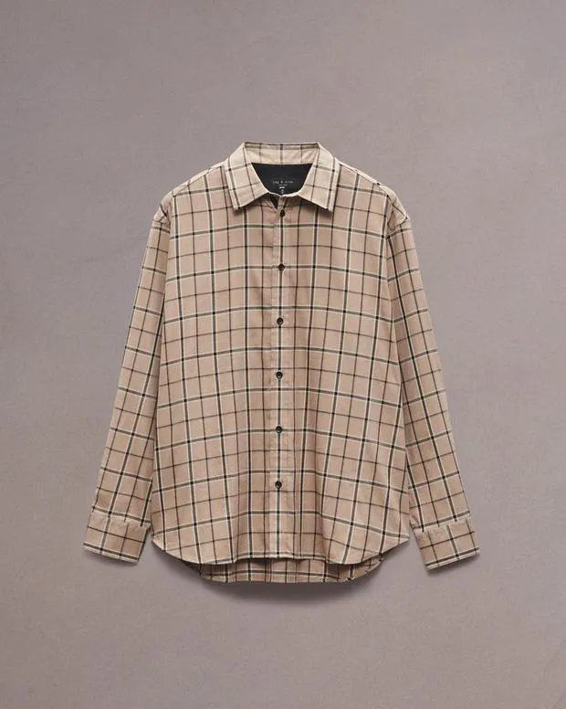 Men Shirts Rag and Bone Matthew Flannel Shirt Taupe Plaid