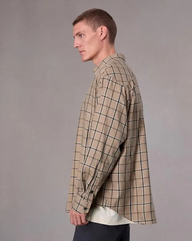 Men Shirts Rag and Bone Matthew Flannel Shirt Taupe Plaid