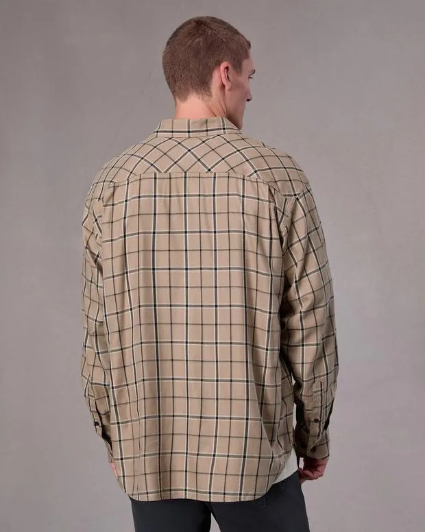 Men Shirts Rag and Bone Matthew Flannel Shirt Taupe Plaid