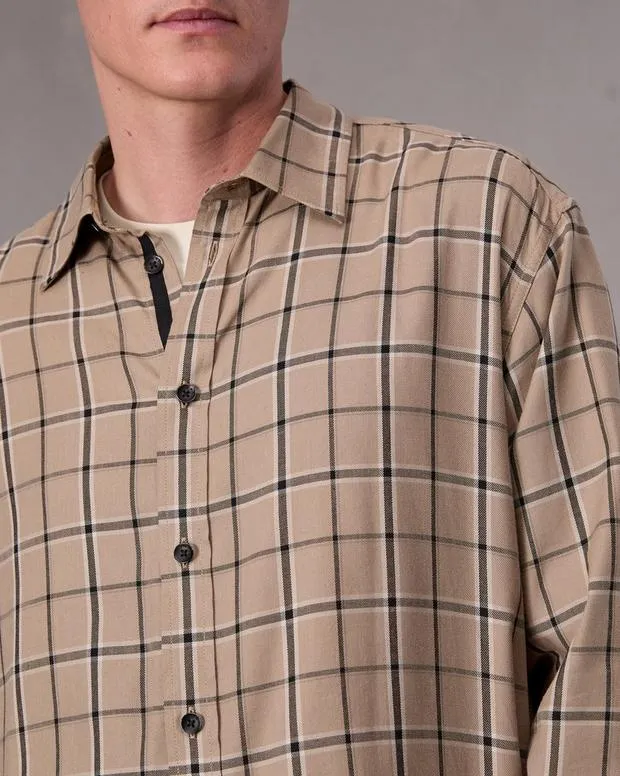 Men Shirts Rag and Bone Matthew Flannel Shirt Taupe Plaid