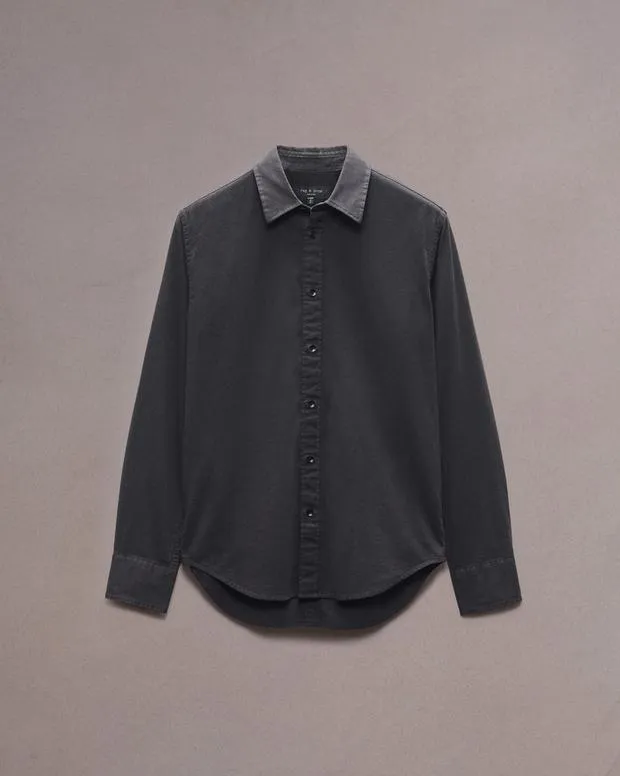 Men Shirts Rag and Bone Tomlin CottonBlend Shirt Charcoal Grey