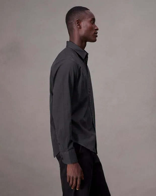 Men Shirts Rag and Bone Tomlin CottonBlend Shirt Charcoal Grey