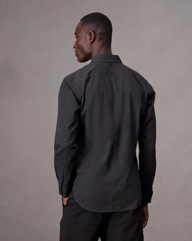 Men Shirts Rag and Bone Tomlin CottonBlend Shirt Charcoal Grey