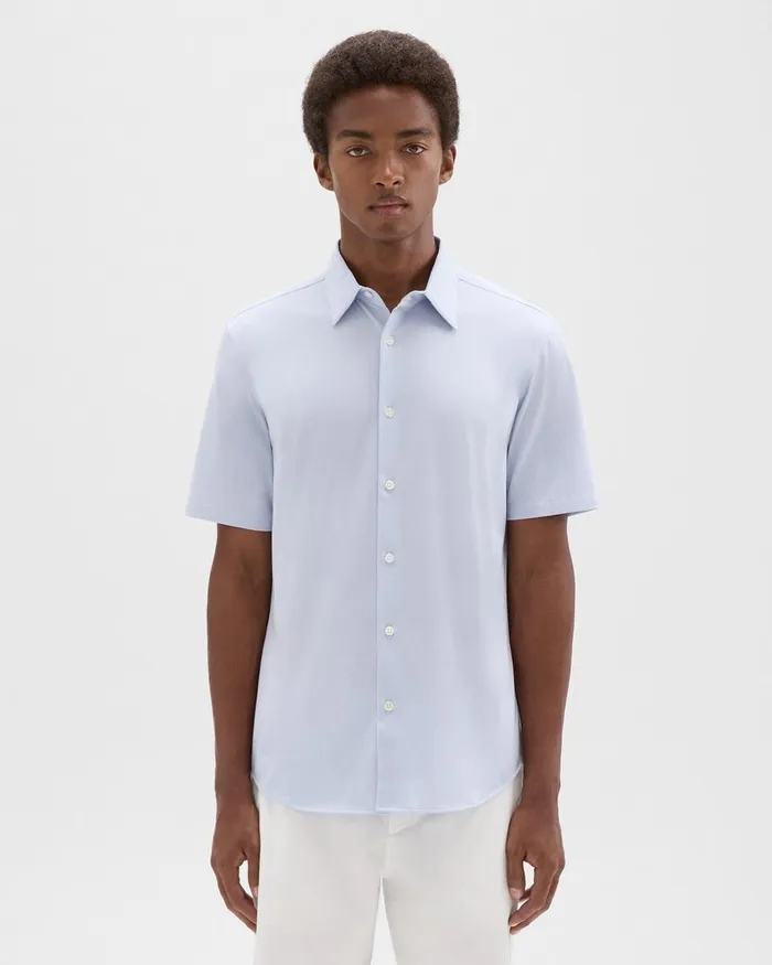 Men Shirts Theory Irving ShortSleeve Shirt In Structure Knit Olympic