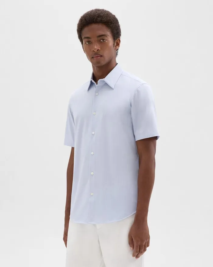 Men Shirts Theory Irving ShortSleeve Shirt In Structure Knit Olympic