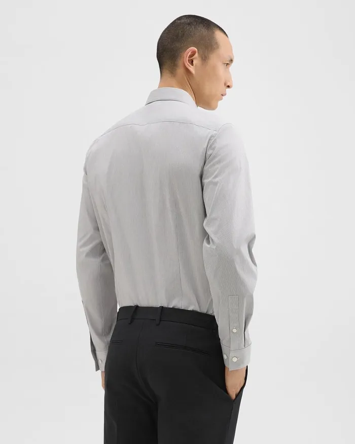 Men Shirts Theory Sylvain Shirt In Checked Poplin Blackwhite