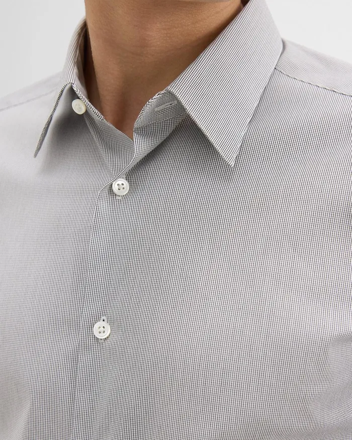 Men Shirts Theory Sylvain Shirt In Checked Poplin Blackwhite