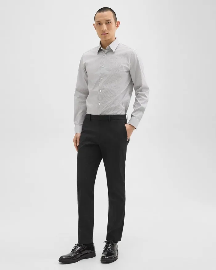 Men Shirts Theory Sylvain Shirt In Checked Poplin Blackwhite
