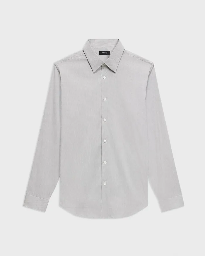 Men Shirts Theory Sylvain Shirt In Checked Poplin Blackwhite