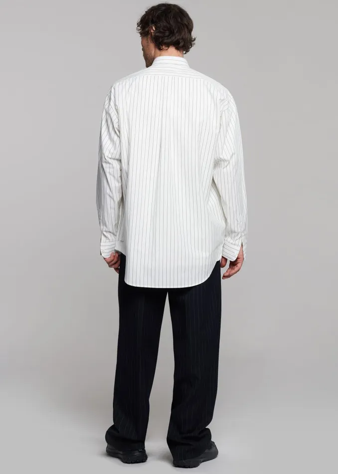 Men Sinclair Poplin Shirt 8211 WhiteBlack Stripe The Frankie Shop Tops