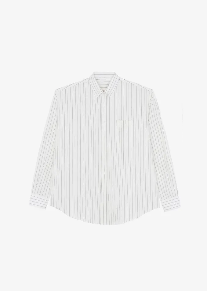 Men Sinclair Poplin Shirt 8211 WhiteBlack Stripe The Frankie Shop Tops
