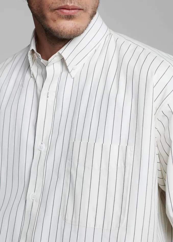 Men Sinclair Poplin Shirt 8211 WhiteBlack Stripe The Frankie Shop Tops