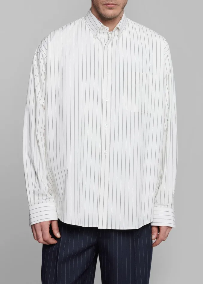 Men Sinclair Poplin Shirt 8211 WhiteBlack Stripe The Frankie Shop Tops