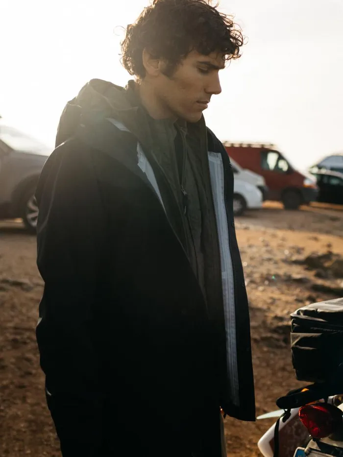 Men Skybird Waterproof Jacket Black Finisterre Jackets Coats and Gilets