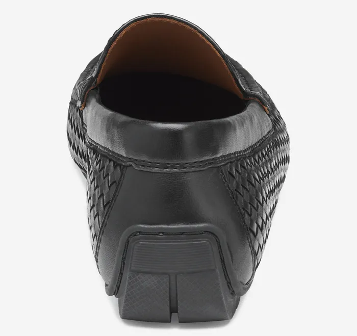 Men SlipOns and Loafers Johnston and Murphy Baldwin Driver Woven SlipOn Loafer Black Sheepskin