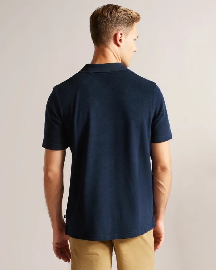 Men SNDBANK 8211 Towelling Revere Collar Polo Shirt Navy Ted Baker Polo Shirts Men SNDBANK 8211 Towelling Revere Collar Polo Shirt Navy Ted Baker Polo Shirts